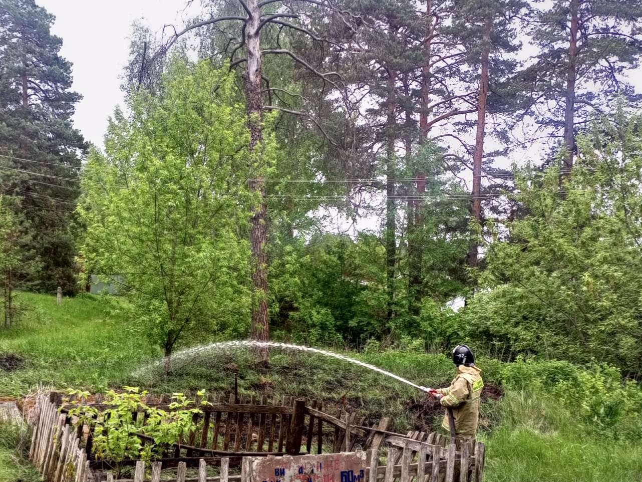 Пожарные ликвидировали возгорание сухой травы