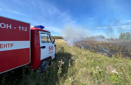 Пожарные ликвидировали возгорание сухой травы