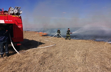 Пожарные ликвидировали возгорание сухой травы Пожарные ликвидировали возгорание сухой травы