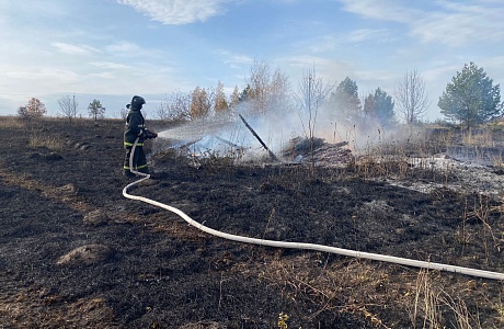 Пожарные ликвидировали возгорание сухой травы